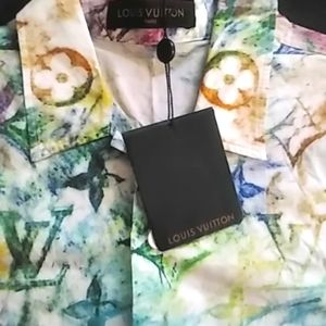 Louis Vuitton virgil pastel multicolored monogram button up shirt